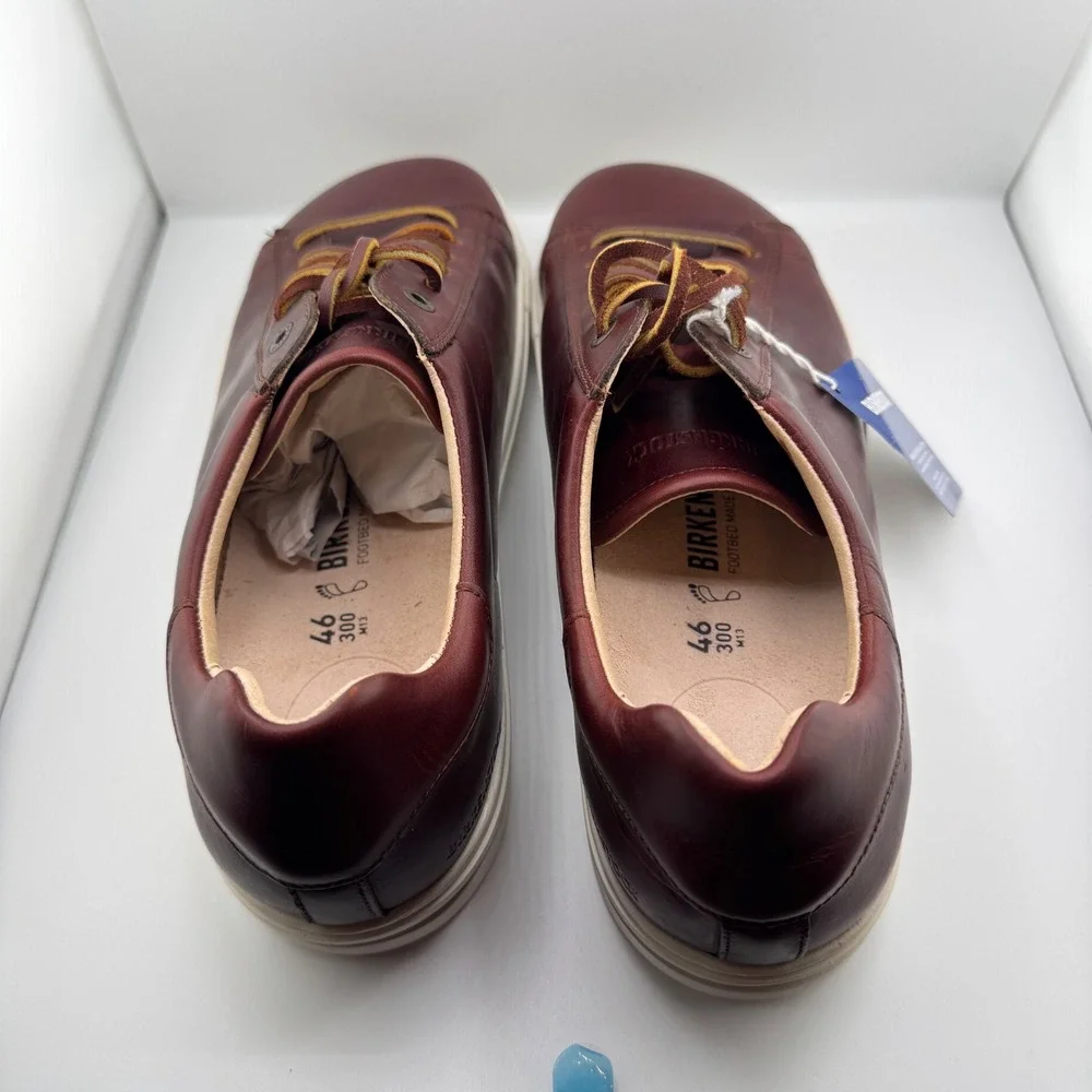 Birkenstock Bend Low Sneakers Mens 13 Maroon Leather New Scuffs Lace Up Comfort